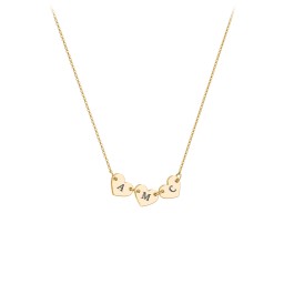 Engravable Initial 3 Heart Necklace in 18K Gold Plated Silver