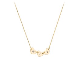 Engravable Initial 3 Heart Necklace in 10K Solid Yellow Gold