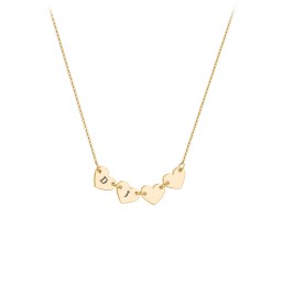 Engravable Initial 4 Heart Necklace in 18K Gold Plated Silver