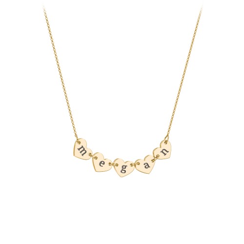 Engravable Initial 5 Heart Necklace – 18K Gold Plated Silver