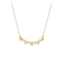 Engravable Initial 5 Heart Necklace in 10K Solid Yellow Gold