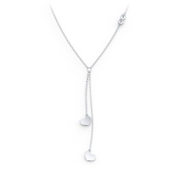 Lariat with Heart Charms and Gemstones in 925 Sterling Silver with Aquamarine