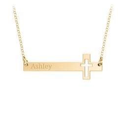 Engravable Cross Bar Pendant with Cross Cutout