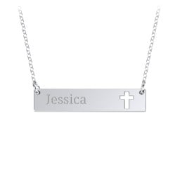 Engravable Bar Pendant with Cross Cutout