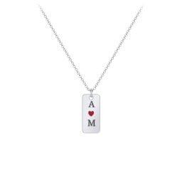 Initial Tag Necklace with Cold Enamel Heart