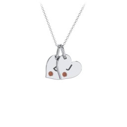 Engravable 2 Sideways Hearts Necklace with Birthstone