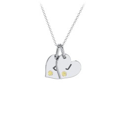 Engravable 2 Sideways Hearts Necklace with Birthstone