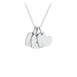 Engravable 3 Sideways Hearts Necklace with Birthstone