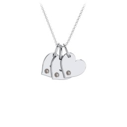 Engravable 3 Sideways Hearts Necklace with Birthstone