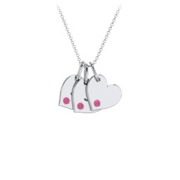 Engravable 3 Sideways Hearts Necklace with Birthstone