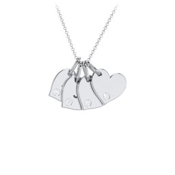 Engravable 4 Sideways Hearts Necklace with Birthstone