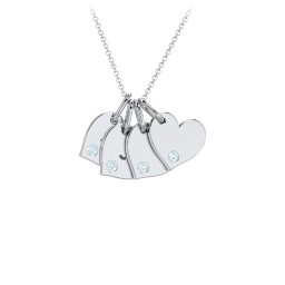 Engravable 4 Sideways Hearts Necklace with Birthstone
