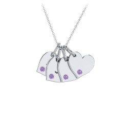 Engravable 4 Sideways Hearts Necklace with Birthstone