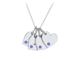 Engravable 4 Sideways Hearts Necklace with Birthstone
