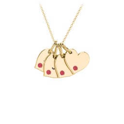 Engravable 4 Sideways Hearts Necklace with Birthstone