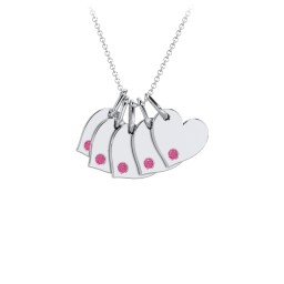 Engravable 5 Sideways Hearts Necklace with Birthstone
