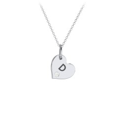 Engravable Sideways Heart Necklace with Birthstone