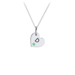 Engravable Sideways Heart Necklace with Birthstone