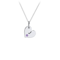 Engravable Sideways Heart Necklace with Birthstone
