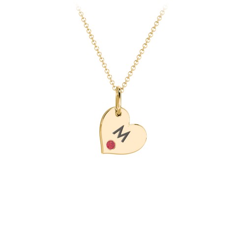 Engravable Sideways Heart Necklace with Birthstone