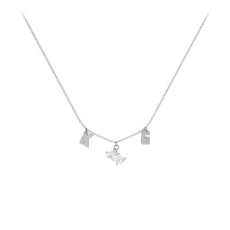 Initials Necklace with Double Heart Gemstones