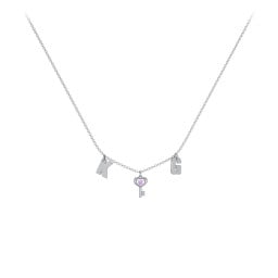 Initials Necklace with Gemstone Key Charm