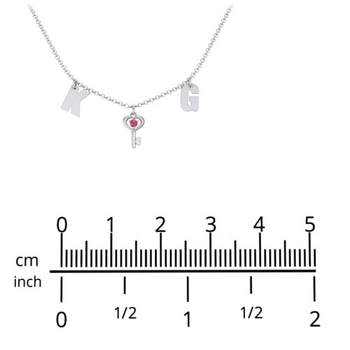 Initials Necklace with Gemstone Key Charm