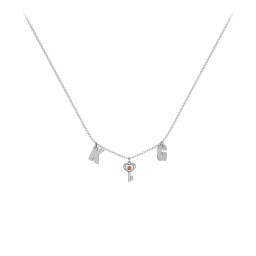 Initials Necklace with Gemstone Key Charm in 925 Sterling Silver with Garnet