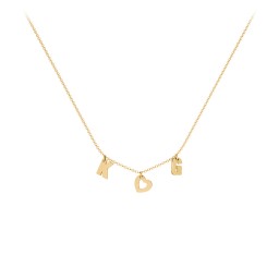 Modern Heart Initial Necklace in 10K Solid Yellow Gold