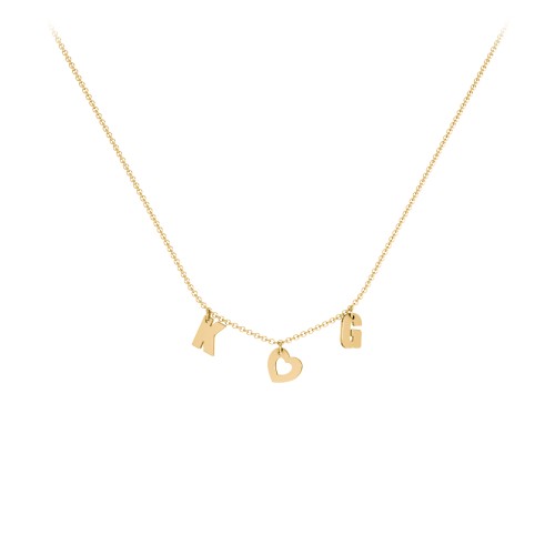 Modern Heart Initial Necklace – 10K Yellow Gold
