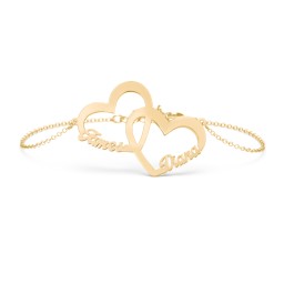 Interlocked in Love Name Bracelet in 18K Gold Plated Silver