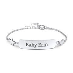 Engravable Baby Bracelet with Heart and Star Charms – Sterling Silver