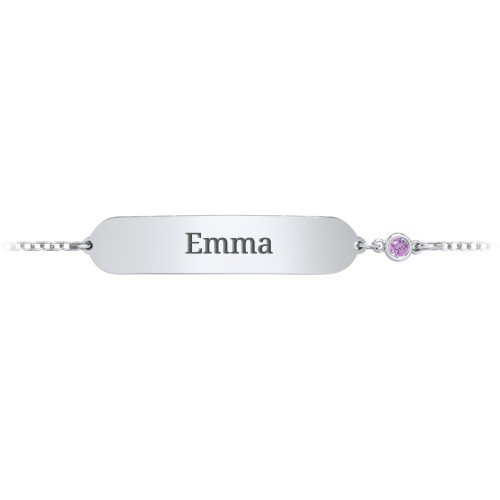 Kids and Baby Engravable Bracelet with Birthstone – Sterling Silver with Amethyst