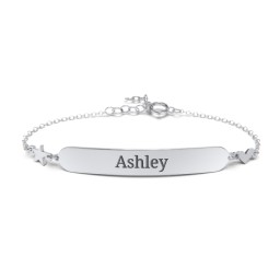 Engravable Bracelet with Heart and Star Charms in 925 Sterling Silver