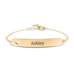 Engravable Bracelet with Heart in 18K Gold Plated Silver