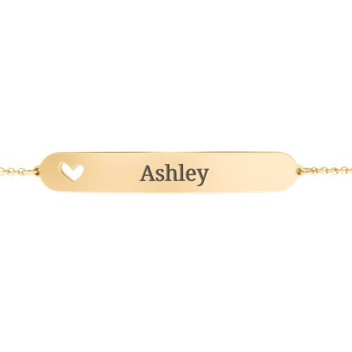 Engravable Bracelet with Heart – 18K Gold Plated Silver
