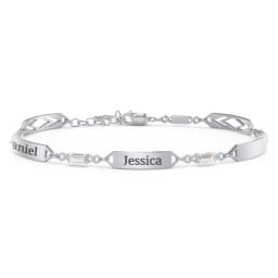 Engravable Family Bracelet with Baguette Birthstones (1-5 Stones)