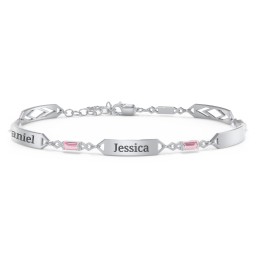 Engravable Family Bracelet with Baguette Birthstones (1-5 Stones)