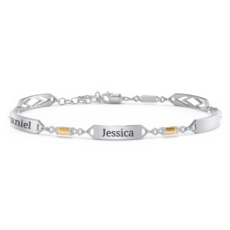 Engravable Family Bracelet with Baguette Birthstones (1-5 Stones)