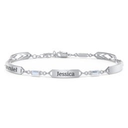 Engravable Family Bracelet with Baguette Birthstones (1-5 Stones)