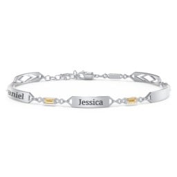 Engravable Family Bracelet with Baguette Birthstones (1-5 Stones)