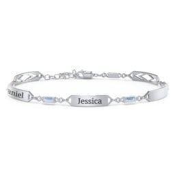 Engravable Family Bracelet with Baguette Birthstones (1-5 Stones)