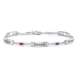 Engravable Family Bracelet with Baguette Birthstones (1-5 Stones)