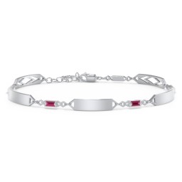 Engravable Family Bracelet with Baguette Birthstones (1-5 Stones)
