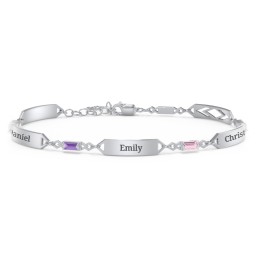 Engravable Family Bracelet with Baguette Birthstones (1-5 Stones)