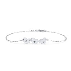 Engravable 3 Hearts Bracelet – Sterling Silver