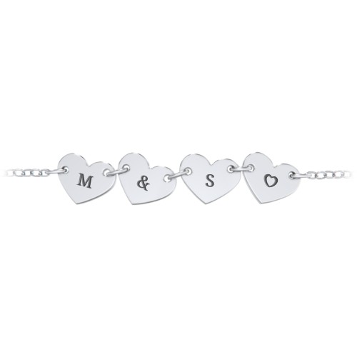 Engravable 4 Hearts Bracelet – Sterling Silver