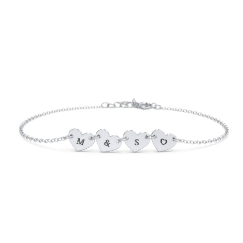 Engravable 4 Hearts Bracelet – Sterling Silver