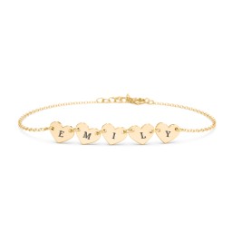 Engravable 5 Hearts Bracelet in 18K Gold Plated Silver