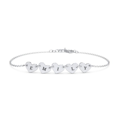 Engravable 5 Hearts Bracelet – Sterling Silver